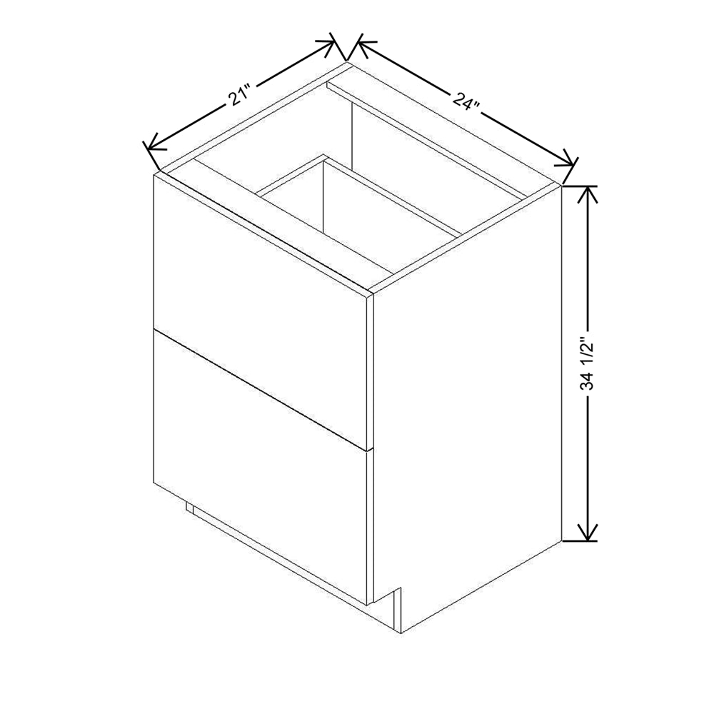 Modernform Cabinet Matte White 24" W X 34 1/2" H X 21" D Vanity Base with 2 Drawers